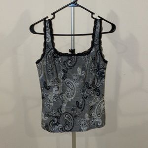 WHBM Sleeveless Jacquard Paisley Corset Cami Small